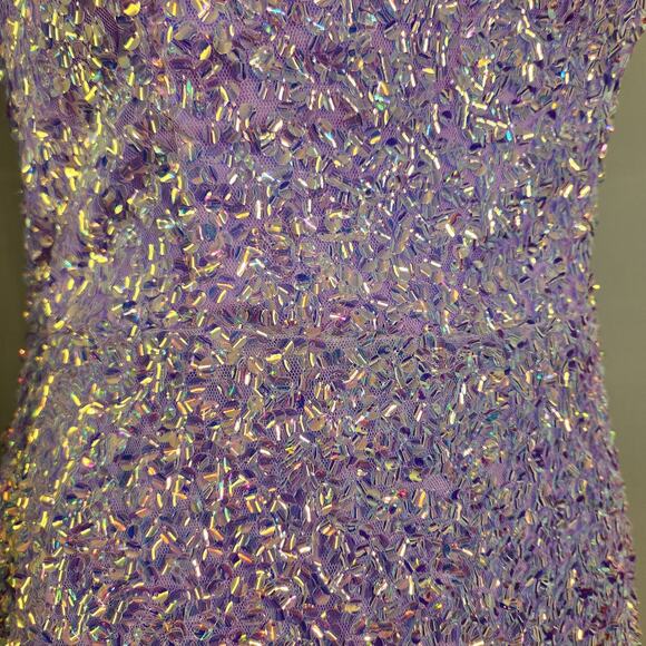 ALYCE PARIS One Shoulder Purple Sequin Dress with Feathers, Size 10 - Picture 11 of 15